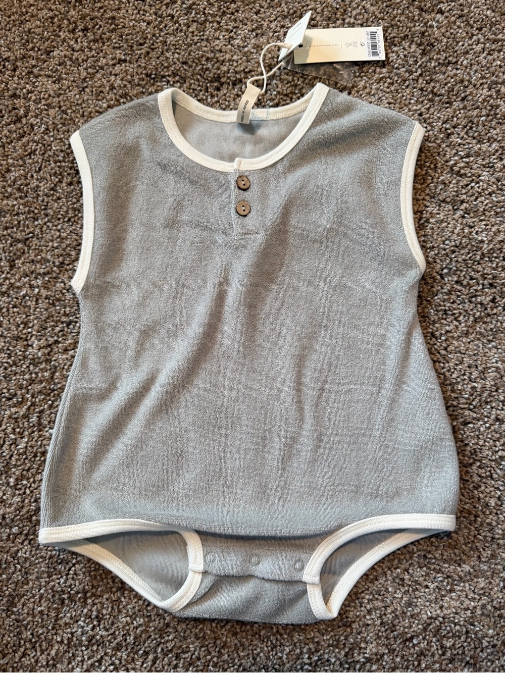 QUINCY MAE Terry Cloth Romper in Sage